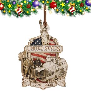 250th Anniversary Ornament American Patriotic Wooden Commemorative Hanging Decor 4th of July Independence Day Decorations Holiday Home Decor Gifts for Patriots in Saudi Arabia