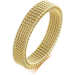 4mm Stainless Steel Mesh Ring for Women Men, Fashion Minimalist Stackable Band Wire Mesh Simple Plain Wedding Band Ring Jewelry Everyday Wear in Saudi Arabia