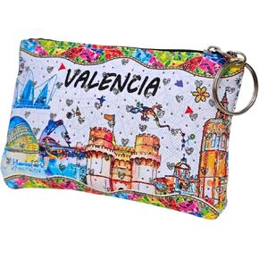 Valencia Coin Purse | Small Zipper Wallet with Keychain Ring | Exclusive City Landmark Design | Unique Souvenir and Gift from Spain in Saudi Arabia