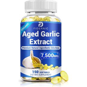 Aged Garlic Extract – Odorless Organic Garlic Supplement, Supports Immune Health & Heart Function, 2 Years Matured for Antioxidant Wellness, Natural Herbal Supplements, Non-GMO - 150 Softgels in Saudi Arabia