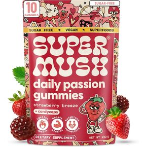 SuperMush Daily Passion Horny Goat Weed Gummies for Men & Women - Intimacy Gummies with Cordyceps, Reishi & Maca Root - Ignite Feel-Good Vibes & Lasting Energy Supplement, Made in the USA (10 Count) in Saudi Arabia