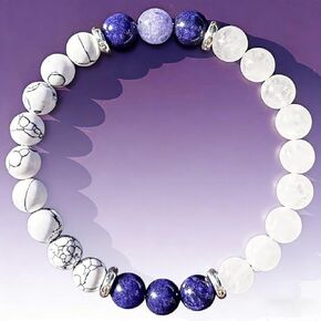 Beaded Stretch Bracelets for Women Howlite Lapis Lazuli Bracelet for Patience Calm Handmade Natural Crystal Beads Jewelry in Kuwait