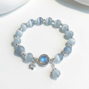 Cat Eye Stone Bracelet for Women, Gray Crystal STAR Design Bracelet, Crystal Stone Jewelry Gift for Women Men Family Friends BLUE in Kuwait