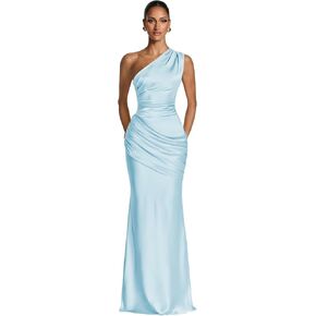 One Shoulder Stain Bridesmaid Dresses for Women Long Ruched Prom Dress Mermaid Formal Evening Party Gowns in Saudi Arabia