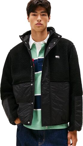 Tommy Jeans Men's Lightweight Mixed Teddy Jacket With Embroidered Logo in Saudi Arabia