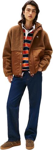Tommy Jeans Men's Lightweight Mixed Teddy Jacket With Embroidered Logo in Saudi Arabia