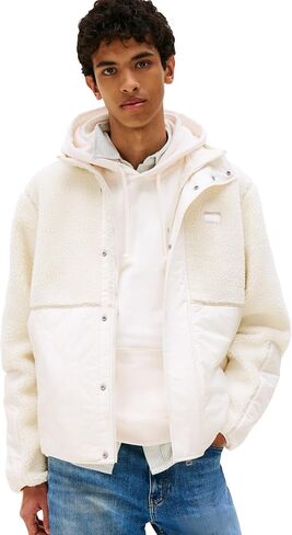 Tommy Jeans Men's Lightweight Mixed Teddy Jacket With Embroidered Logo in Saudi Arabia