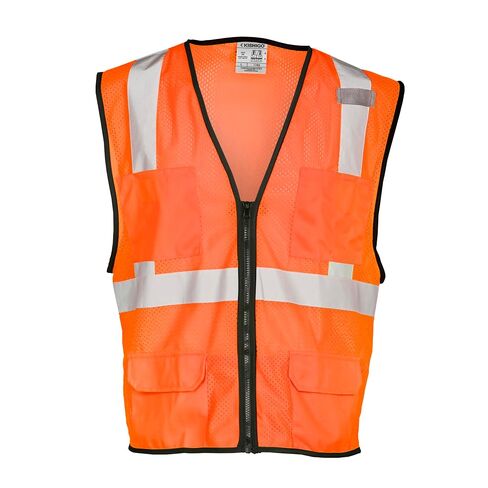 Kishigo Men's High Visibility Reflective Economy 6 Pocket Mesh Vest 1191, Zipper Closure, Polyester, ANSI 107 Type R / Class 2, Construction, Roadwork, Utility, Warehouse, Factory (Lime, S-M) in Saudi Arabia