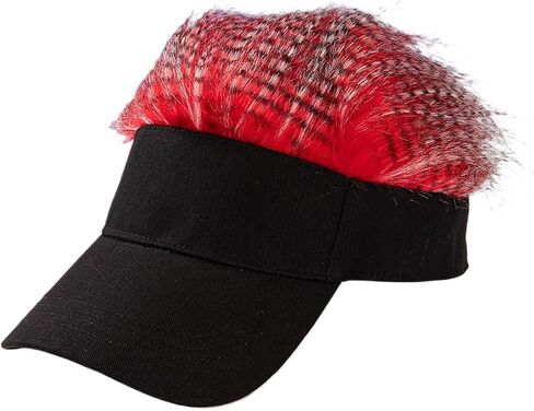 Men Visor Hat with Fake Hair Novelty Wig Peaked Baseball Cap Outdoors Adjustable Spiked Golf Sun Visor Funny Headwear in Kuwait