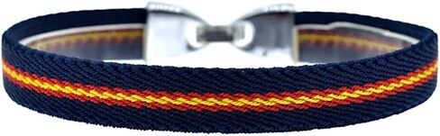 Thin Elastic Bracelet with Spanish Flag | Navy Blue | Designer Metal Clasp | Available in 2 Sizes (SM and L-XL) | Includes Gift Bag in Saudi Arabia