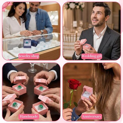 120 PCS Ring Gift Box with Ribbon Bow 1.6 x 1.6 In Earring Gift Box for Proposal Wedding Jewelry Display Soft Foam Inside(Red, Blue, Pink, Black, Dark Blue) in Saudi Arabia