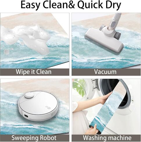 Quick Dry Bath Mat for Bathroom,Super Absorbent Beach Welcome Bath Rug Non-Slip Rubber Backing,Machine Washable Bathroom Floor Mat for Shower, Tub, Sink Area Coastal Beach 16x24 in Saudi Arabia