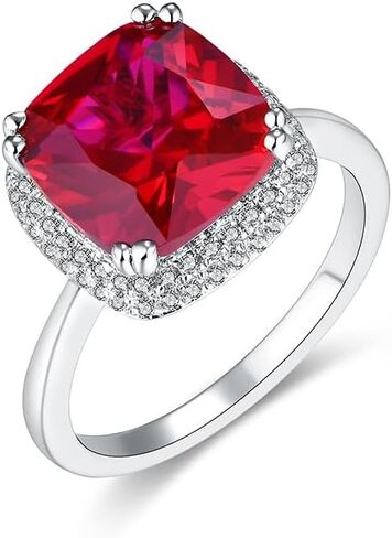 Lab-Grown Gemstone Ring for Women – Emerald & Round Cuts with White Sapphire Accents – 14K/18K Gold Plated Silver – Gift Box Included in Saudi Arabia