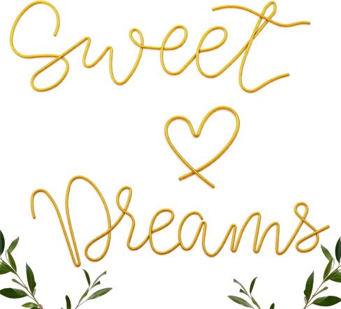 Yousoontic Sweet Dreams Wall Decor Above Bed Minimalist Metal Bedroom Wall Art Modern Sweet Dreams Decorative Metal Sign for Home Bedroom Hotel Dormitory Door Decorations, 29.15'' Total Length (Gold) in Kuwait