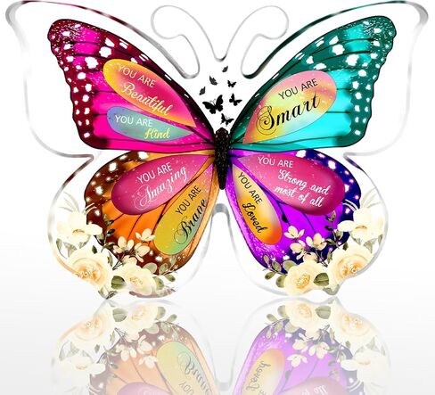 Positive Affirmations Decor, Inspirational Decor, You are Enough, Motivational Gifts for Women, Friends, Acrylic Butterfly Keepsake, Knick Knacks for House in Saudi Arabia