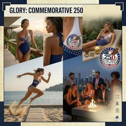 Women's Halter One Piece Swimsuit | Patriotic American Flag Swimwear for Beach & Pool, 250th Anniversary Edition in Saudi Arabia