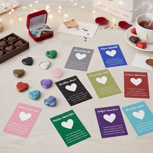 12 PCS Heart Crystal Healing Stones Bulk Set 1 Inch Rose Quartz Amethyst Polished Love Gemstones Spiritual Gifts Exchange for Women Galentines in Saudi Arabia