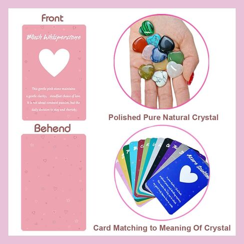 12 PCS Heart Crystal Healing Stones Bulk Set 1 Inch Rose Quartz Amethyst Polished Love Gemstones Spiritual Gifts Exchange for Women Galentines in Saudi Arabia