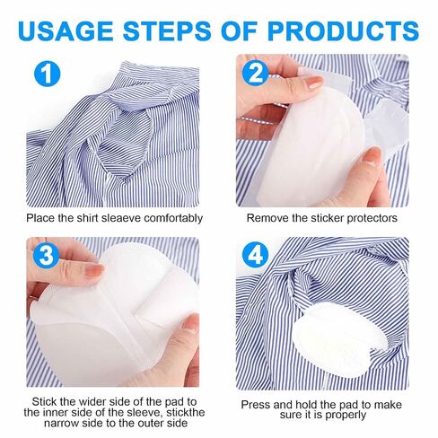 Armpit Sweat Pads 200 Own Packaging Underarm Sweat Pads for Women | Breathable Material, Comfortable Unflavored, Non Visible, Large Area Back Adhesive, Disposa in Saudi Arabia