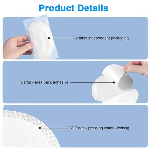 Armpit Sweat Pads 200 Own Packaging Underarm Sweat Pads for Women | Breathable Material, Comfortable Unflavored, Non Visible, Large Area Back Adhesive, Disposa in Saudi Arabia