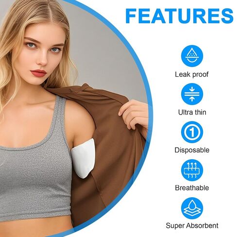 Armpit Sweat Pads 200 Own Packaging Underarm Sweat Pads for Women | Breathable Material, Comfortable Unflavored, Non Visible, Large Area Back Adhesive, Disposa in Saudi Arabia