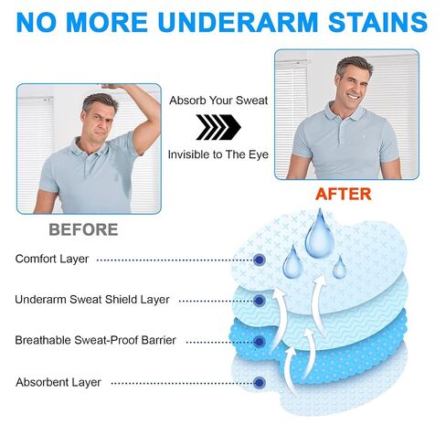 Armpit Sweat Pads 200 Own Packaging Underarm Sweat Pads for Women | Breathable Material, Comfortable Unflavored, Non Visible, Large Area Back Adhesive, Disposa in Saudi Arabia