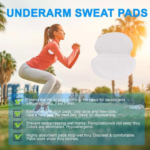 Armpit Sweat Pads 200 Own Packaging Underarm Sweat Pads for Women | Breathable Material, Comfortable Unflavored, Non Visible, Large Area Back Adhesive, Disposa in Saudi Arabia