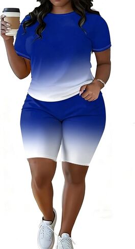 Plus Size Shorts Sets 2 Pieces Lounge Set for Women Matching Jogging Sweatsuit Outfits Sets in Saudi Arabia