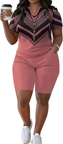 Plus Size Shorts Sets 2 Pieces Lounge Set for Women Matching Jogging Sweatsuit Outfits Sets in Saudi Arabia