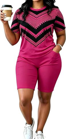 Plus Size Shorts Sets 2 Pieces Lounge Set for Women Matching Jogging Sweatsuit Outfits Sets in Saudi Arabia