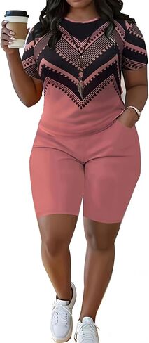 Plus Size Shorts Sets 2 Pieces Lounge Set for Women Matching Jogging Sweatsuit Outfits Sets in Saudi Arabia