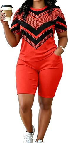 Plus Size Shorts Sets 2 Pieces Lounge Set for Women Matching Jogging Sweatsuit Outfits Sets in Saudi Arabia