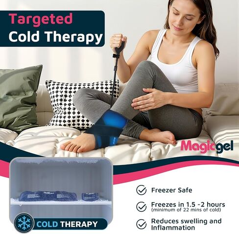 Magic Gel Compression Ankle Ice Pack Wrap – Ice Pack for Ankle Sprain, Swelling, Heel Pain & Achilles Tendonitis – Cold Therapy Wrap for Ankle, Heel & Foot with Air Pump Compression, 2 Extra Gel Packs in Saudi Arabia