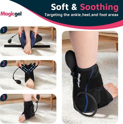 Magic Gel Compression Ankle Ice Pack Wrap – Ice Pack for Ankle Sprain, Swelling, Heel Pain & Achilles Tendonitis – Cold Therapy Wrap for Ankle, Heel & Foot with Air Pump Compression, 2 Extra Gel Packs in Saudi Arabia