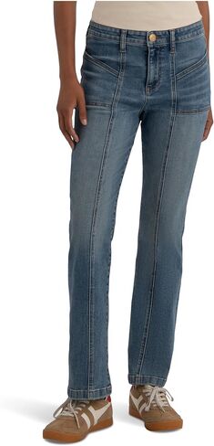 KUT from the Kloth Kelsey High-Rise Ankle Flare Front Seams Patch Pocket in Kuwait