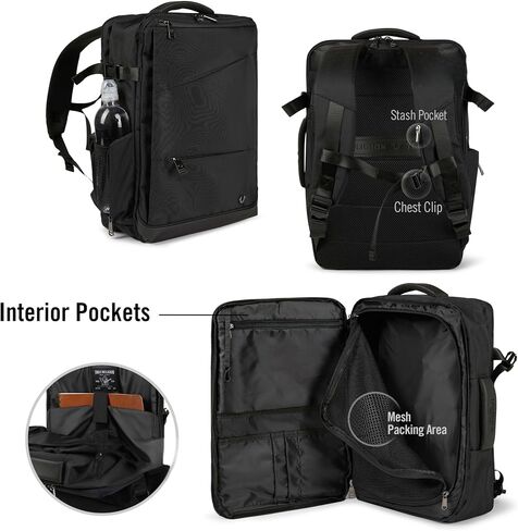 True Religion Travel Backpack for Men and Women - Carry On Flight Approved Luggage Bag, 16" Laptop Compartment, Clothes Storage, Tech Organizer, Traveling Business Weekender Daypack for Personal Items in Kuwait