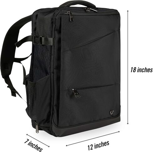 True Religion Travel Backpack for Men and Women - Carry On Flight Approved Luggage Bag, 16" Laptop Compartment, Clothes Storage, Tech Organizer, Traveling Business Weekender Daypack for Personal Items in Kuwait