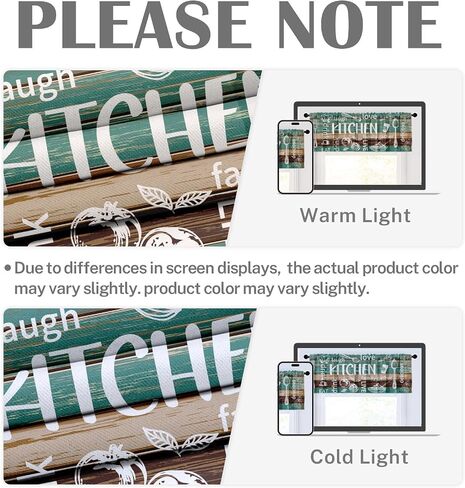 Emvency 2 Pack Valances Window Treatments, Teal and Brown Farmhouse Kitchen Cooking Blackout Adjustable for Living Room Bathroom Bedroom Kitchen Over Sink, 52x18 Inch Rod Pocket Valances in Saudi Arabia