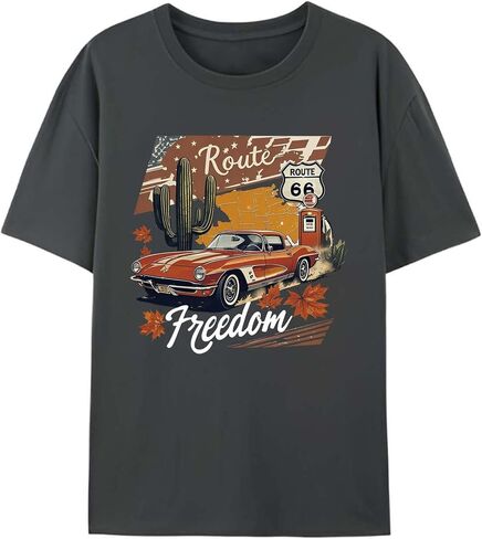 Women's Car Graphic T-Shirt, Vintage Printed Tees for Men, Summer Cotton Short Sleeve Tops Casual T Shirts Unisex in Saudi Arabia