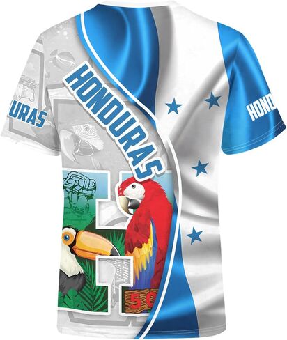 BJU Honduras Flag T-Shirt Novelty Tee Print Crewneck Short Sleeve Casual Top Honduras Jersey Unisex in Saudi Arabia