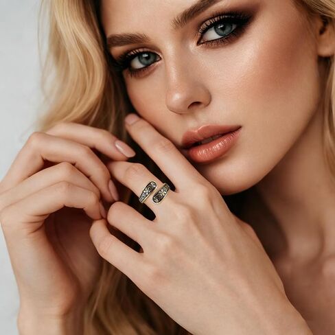 Vintage 14K Gold Plated Spoon Ring for Women Adjustable Floral Carving Design Unique Boho Open Ring Jewelry Gifts in Saudi Arabia