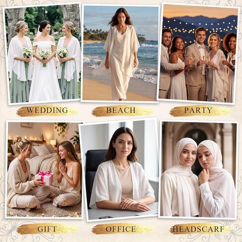 JenPen Chiffon Shawl Wraps for Women Evening Dresses, Sheer Elegant Bridal Wedding Wrap, Soft Party Bridesmaid Prom Cover up in Kuwait
