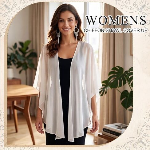 JenPen Chiffon Shawl Wraps for Women Evening Dresses, Sheer Elegant Bridal Wedding Wrap, Soft Party Bridesmaid Prom Cover up in Kuwait