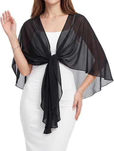 JenPen Chiffon Shawl Wraps for Women Evening Dresses, Sheer Elegant Bridal Wedding Wrap, Soft Party Bridesmaid Prom Cover up in Kuwait