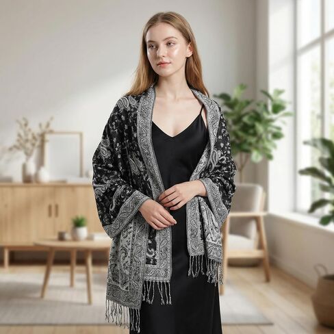 Avxdbr Paisley Scarf for Women Reversible Shawl Wrap Elegant Soft Exotic Indian Rave Neck Wrap Scarf for Festival Evening Dress Travel Wedding Accessory in Saudi Arabia
