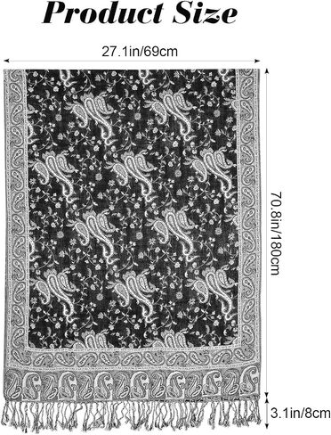 Avxdbr Paisley Scarf for Women Reversible Shawl Wrap Elegant Soft Exotic Indian Rave Neck Wrap Scarf for Festival Evening Dress Travel Wedding Accessory in Saudi Arabia