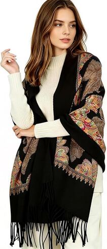 SmilerSmile Cashmere Feel Shawl Wrap with Tassel, Extra Large Russia Pashmina Shawl Wrap for Women in Saudi Arabia