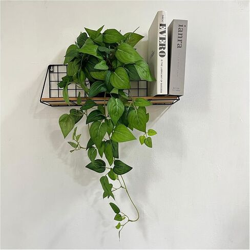 Artificial Pothos Ivy Silk Plants, 2 Sets with Black Pots, 27 Inches Tall, Realistic Fake Hanging Plants for Home Living Room Office Decor, No Maintenance Indoor Faux Plants in Saudi Arabia