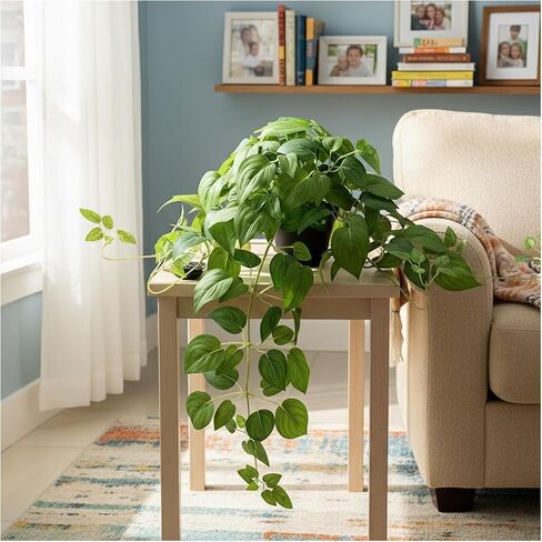 Artificial Pothos Ivy Silk Plants, 2 Sets with Black Pots, 27 Inches Tall, Realistic Fake Hanging Plants for Home Living Room Office Decor, No Maintenance Indoor Faux Plants in Saudi Arabia