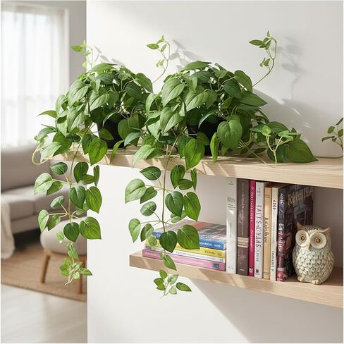 Artificial Pothos Ivy Silk Plants, 2 Sets with Black Pots, 27 Inches Tall, Realistic Fake Hanging Plants for Home Living Room Office Decor, No Maintenance Indoor Faux Plants in Saudi Arabia